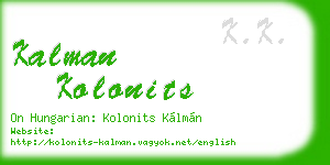 kalman kolonits business card