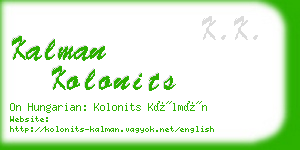 kalman kolonits business card